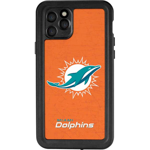 NFL Miami Dolphins Distressed- Orange iPhone 11 Pro Waterproof Case