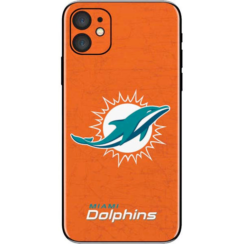NFL Miami Dolphins Distressed- Orange iPhone 11 Skin