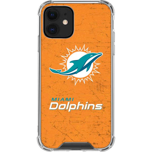 NFL Miami Dolphins Distressed- Orange iPhone 12 Clear Case