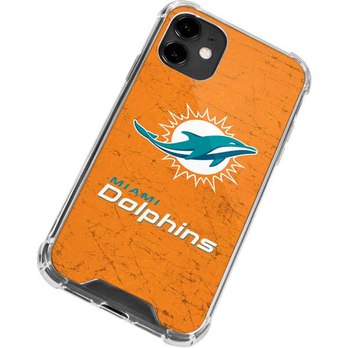 NFL Miami Dolphins Distressed- Orange iPhone 12 Mini Clear Case
