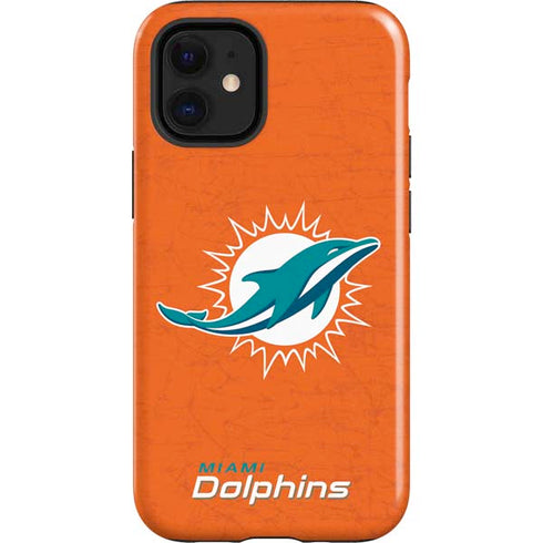 NFL Miami Dolphins Distressed- Orange iPhone 12 Mini Impact Case