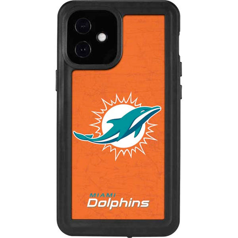 NFL Miami Dolphins Distressed- Orange iPhone 12 Mini Waterproof Case