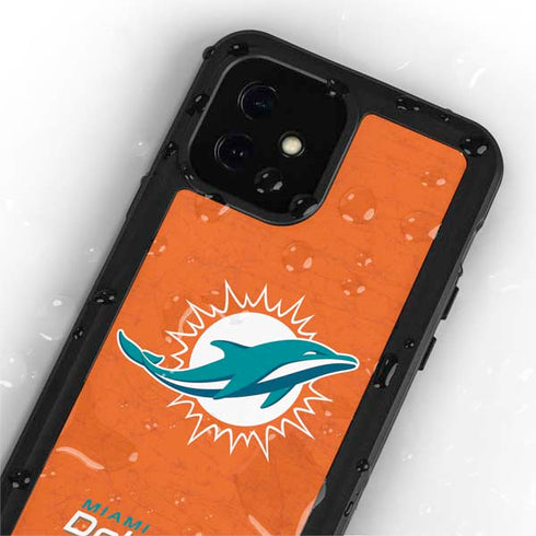 NFL Miami Dolphins Distressed- Orange iPhone 12 Mini Waterproof Case