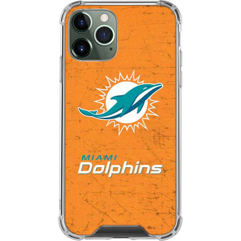 NFL Miami Dolphins Distressed- Orange iPhone 12 Pro Clear Case