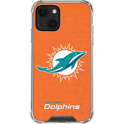 NFL Miami Dolphins Distressed- Orange iPhone 13 Clear Case