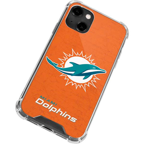 NFL Miami Dolphins Distressed- Orange iPhone 13 Clear Case