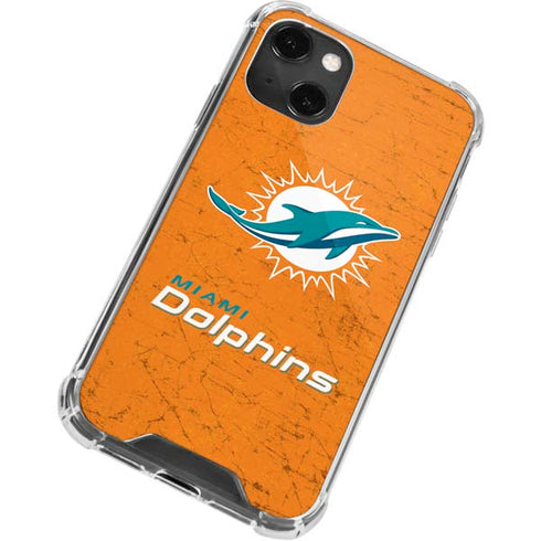 NFL Miami Dolphins Distressed- Orange iPhone 13 Mini Clear Case