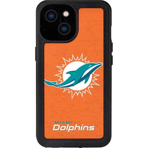 NFL Miami Dolphins Distressed- Orange iPhone 13 Mini Waterproof Case