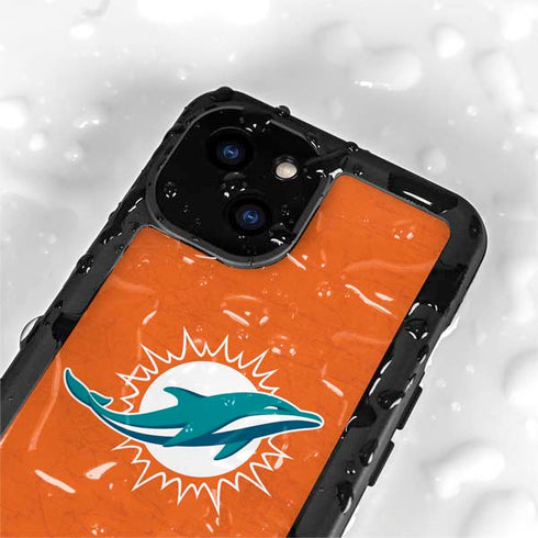 NFL Miami Dolphins Distressed- Orange iPhone 13 Mini Waterproof Case