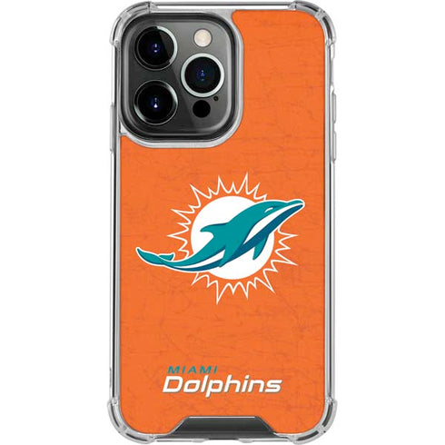 NFL Miami Dolphins Distressed- Orange iPhone 13 Pro Clear Case
