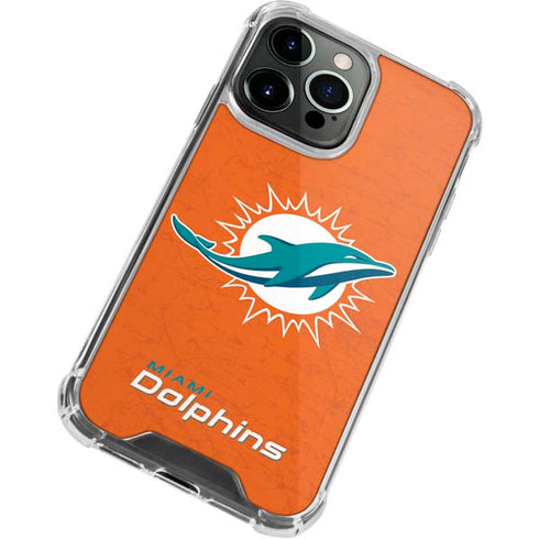NFL Miami Dolphins Distressed- Orange iPhone 13 Pro Max Clear Case