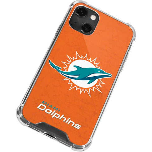 NFL Miami Dolphins Distressed- Orange iPhone 15 Plus Clear Case