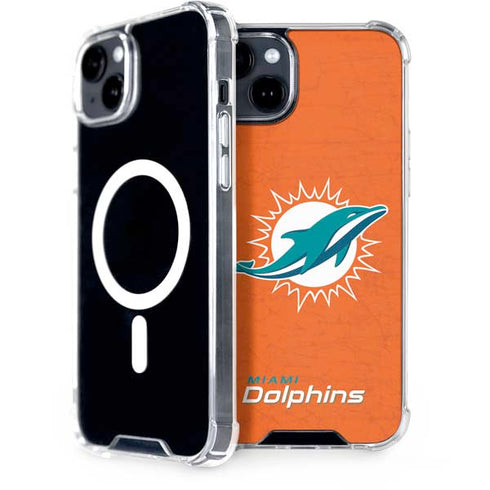 NFL Miami Dolphins Distressed- Orange iPhone 15 Plus MagSafe Case