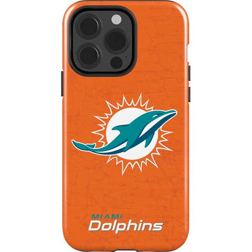 NFL Miami Dolphins Distressed- Orange iPhone 15 Pro Impact Case