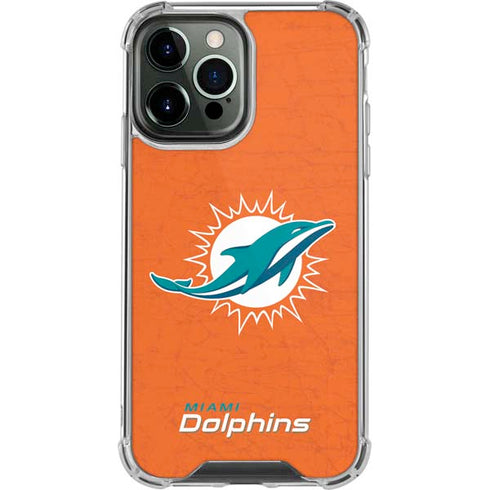 NFL Miami Dolphins Distressed- Orange iPhone 15 Pro Max Clear Case