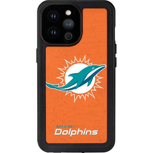 NFL Miami Dolphins Distressed- Orange iPhone 14 Pro Max Waterproof Case