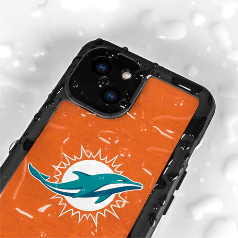 NFL Miami Dolphins Distressed- Orange iPhone 15 Waterproof Case