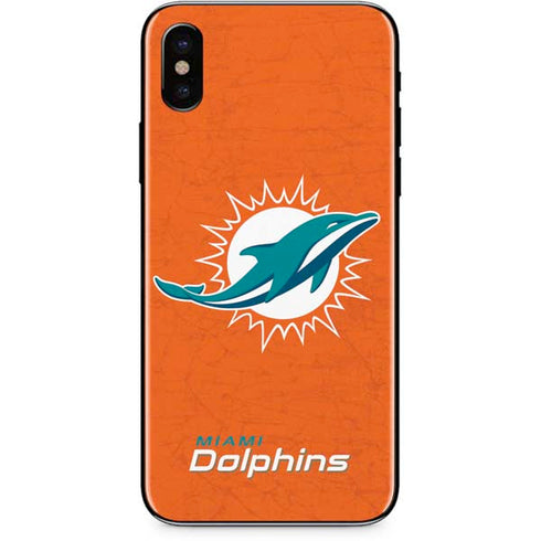 NFL Miami Dolphins Distressed- Orange iPhone X Skin