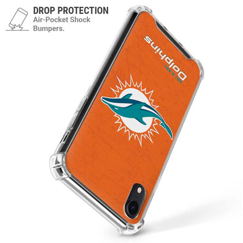 NFL Miami Dolphins Distressed- Orange iPhone XR Clear Case