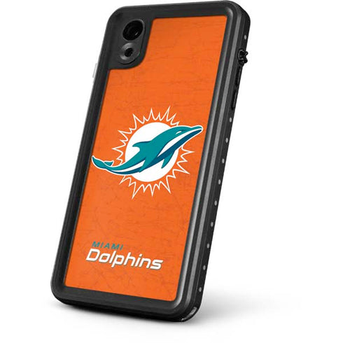 NFL Miami Dolphins Distressed- Orange iPhone XR Waterproof Case