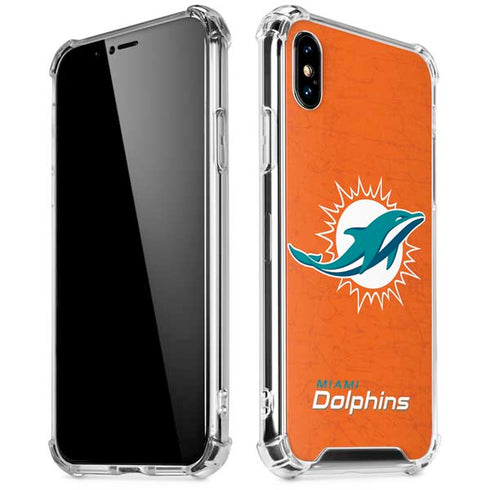 NFL Miami Dolphins Distressed- Orange iPhone XS Max Clear Case