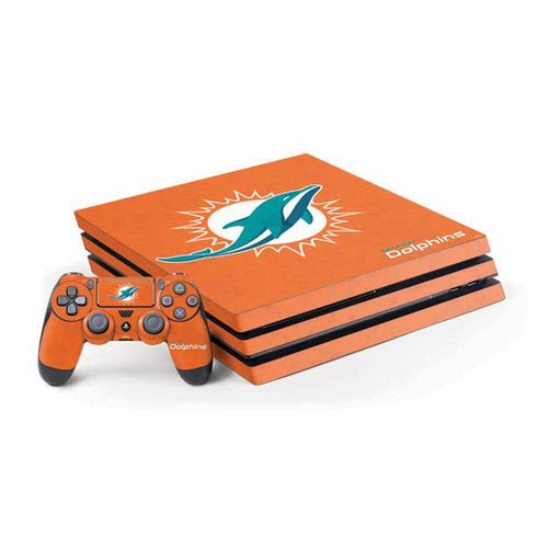 NFL Miami Dolphins Distressed- Orange PS4 Pro Bundle Skin