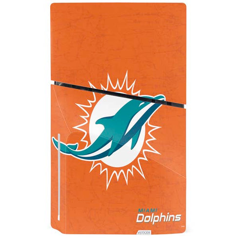 NFL Miami Dolphins Distressed- Orange PS5 Slim Disk Console Skin