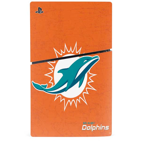 NFL Miami Dolphins Distressed- Orange PS5 Slim Digital Edition Bundle Skin