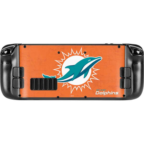 NFL Miami Dolphins Distressed- Orange Steam Deck Handheld Gaming Computer Skin