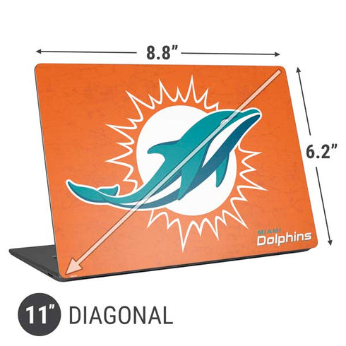 NFL Miami Dolphins Distressed- Orange Universal Laptop 11in (8.8 x 6.2in) Skin