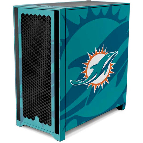 NFL Miami Dolphins Double Vision Corsair 4000D Tempered Glass Mid-Tower ATX Case Skin