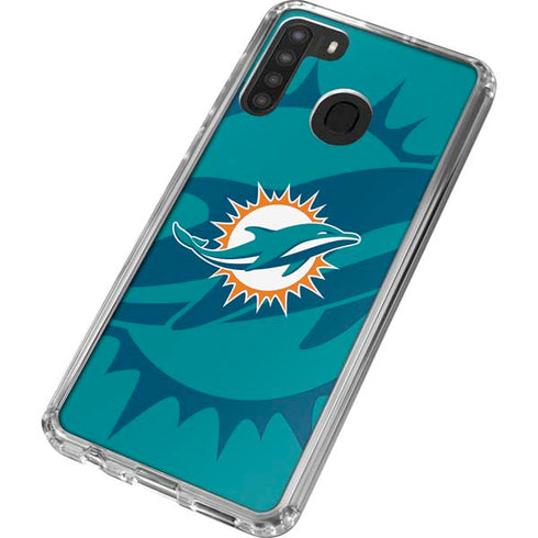NFL Miami Dolphins Double Vision Galaxy A21 Clear Case