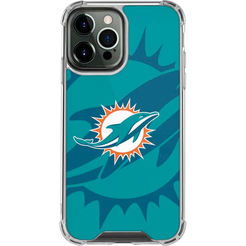 NFL Miami Dolphins Double Vision iPhone 13 Pro Max Clear Case
