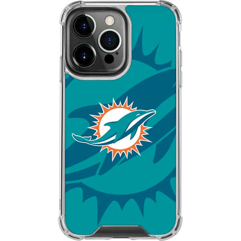 NFL Miami Dolphins Double Vision iPhone 14 Pro Clear Case