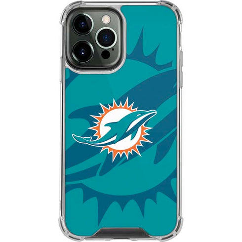 NFL Miami Dolphins Double Vision iPhone 14 Pro Max Clear Case