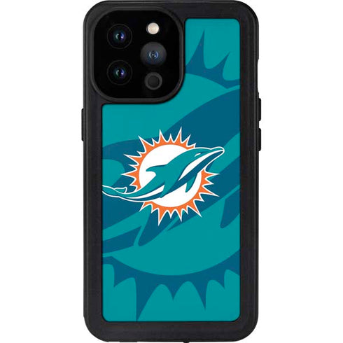 NFL Miami Dolphins Double Vision iPhone 14 Pro Max Waterproof Case