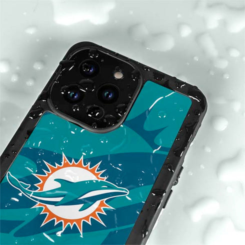 NFL Miami Dolphins Double Vision iPhone 14 Pro Max Waterproof Case