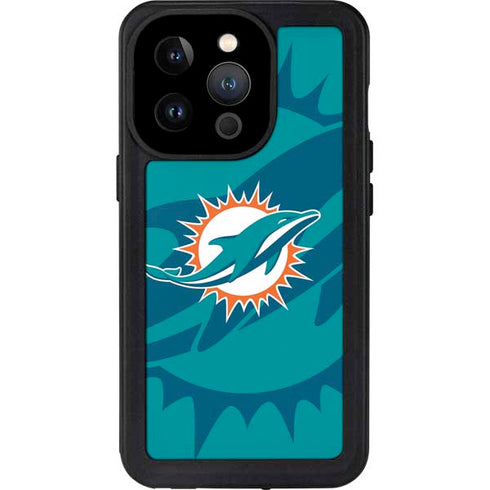 NFL Miami Dolphins Double Vision iPhone 14 Pro Waterproof Case