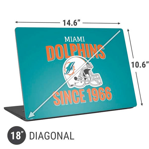 NFL Miami Dolphins Helmet Universal Laptop 18in (14.6 x 10.6in) Skin