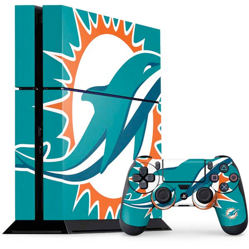 NFL Miami Dolphins Large Logo PS4 Console and Controller Bundle Skin