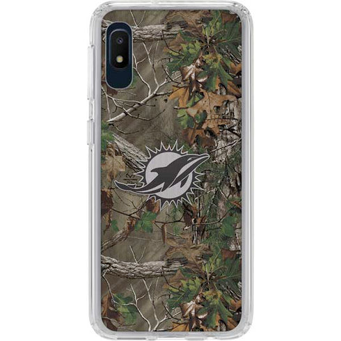 NFL Miami Dolphins Realtree Xtra Green Camo Galaxy A10e Clear Case