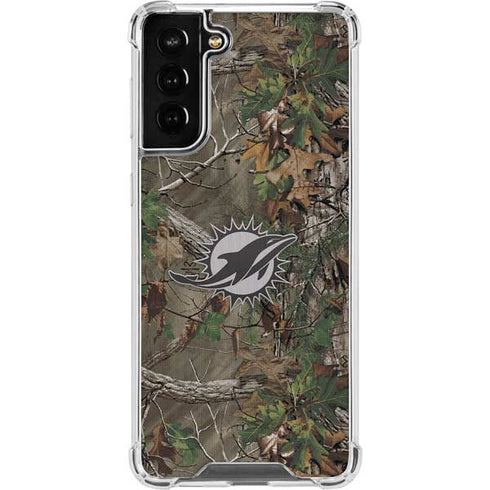 NFL Miami Dolphins Realtree Xtra Green Camo Galaxy S21 FE Clear Case