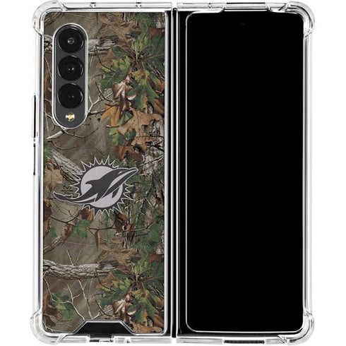 NFL Miami Dolphins Realtree Xtra Green Camo Galaxy Z Fold4 5G Clear Case
