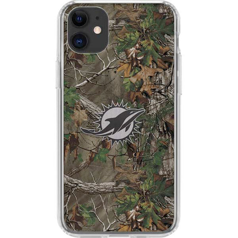 NFL Miami Dolphins Realtree Xtra Green Camo iPhone 11 Clear Case