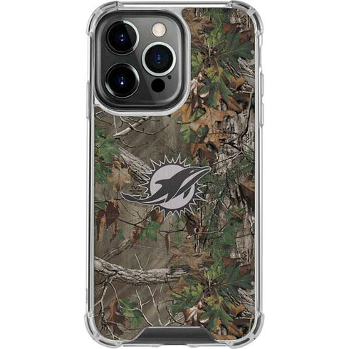 NFL Miami Dolphins Realtree Xtra Green Camo iPhone 15 Pro Clear Case