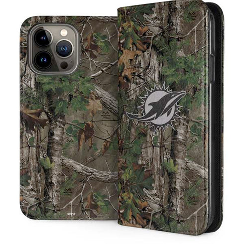 NFL Miami Dolphins Realtree Xtra Green Camo iPhone 14 Pro Max Folio Case