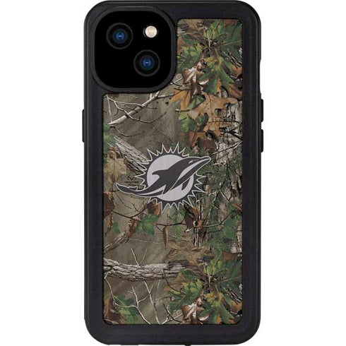 NFL Miami Dolphins Realtree Xtra Green Camo iPhone 15 Plus Waterproof Case