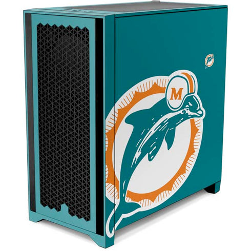 NFL Miami Dolphins Retro Logo Corsair 4000D Tempered Glass Mid-Tower ATX Case Skin