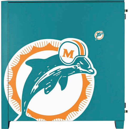 NFL Miami Dolphins Retro Logo Corsair 4000D Tempered Glass Mid-Tower ATX Case Skin