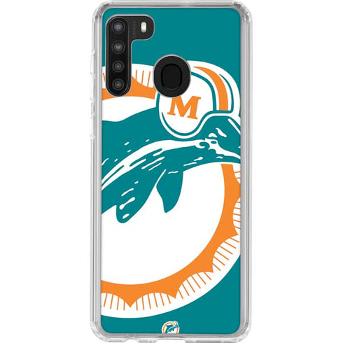 NFL Miami Dolphins Retro Logo Galaxy A21 Clear Case